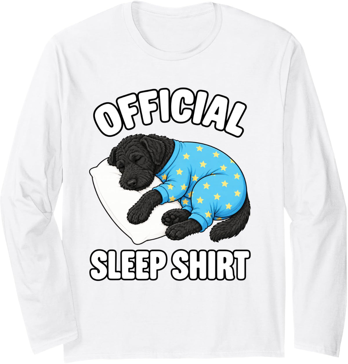 Labradoodle Sleeping in Pajamas Official Sleepshirt Cute Long Sleeve T-Shirt - Adult Unisex White