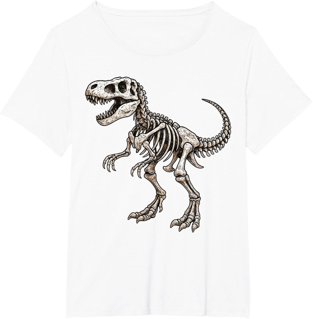 Dinosaur Skeleton T rex Scary Halloween Costume Boys Kids T-Shirt - White