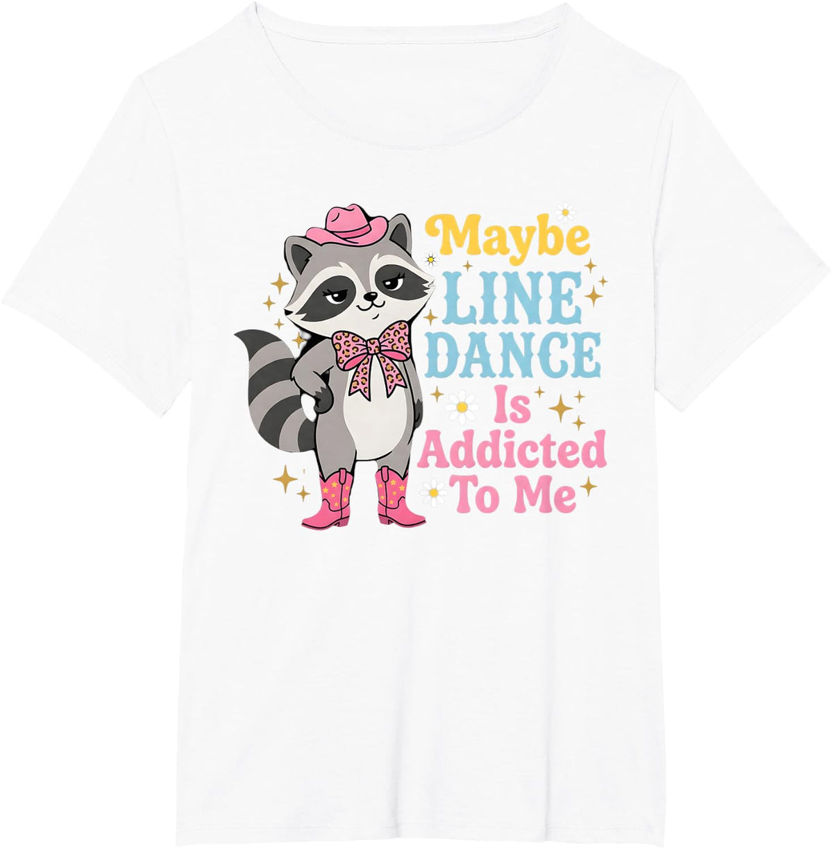 Line Dancing Raccoon Line Dance Line Dancer T-Shirt - White