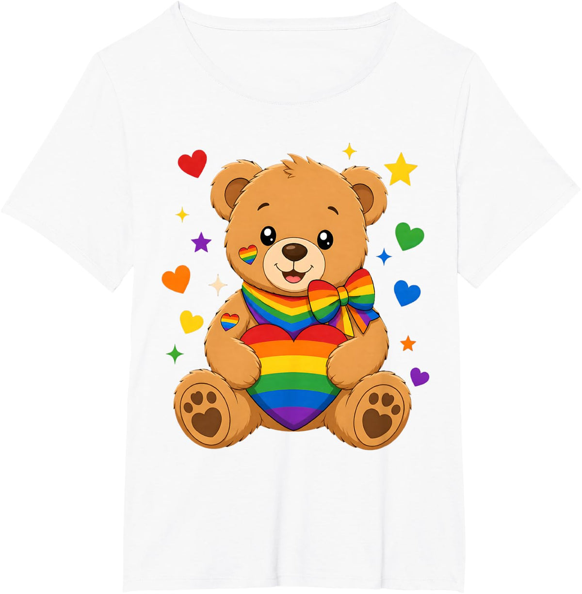 Gay Teddy Bear LGBTQ Rainbow Flag Pride T-Shirt - White