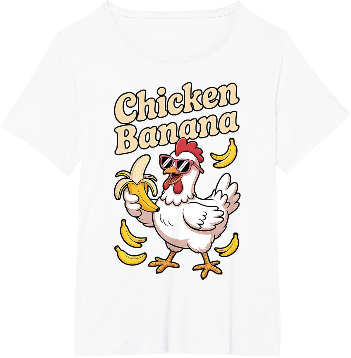 Chicken Banana Meme Trending Funny Chicken Banana T-Shirt - White