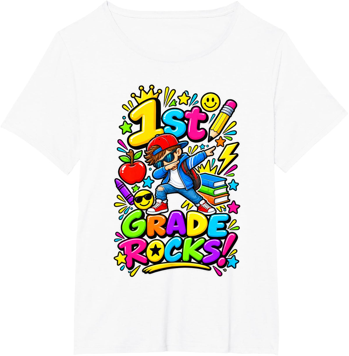 1st Grade Rocks Cool School Kid T-Shirt - White