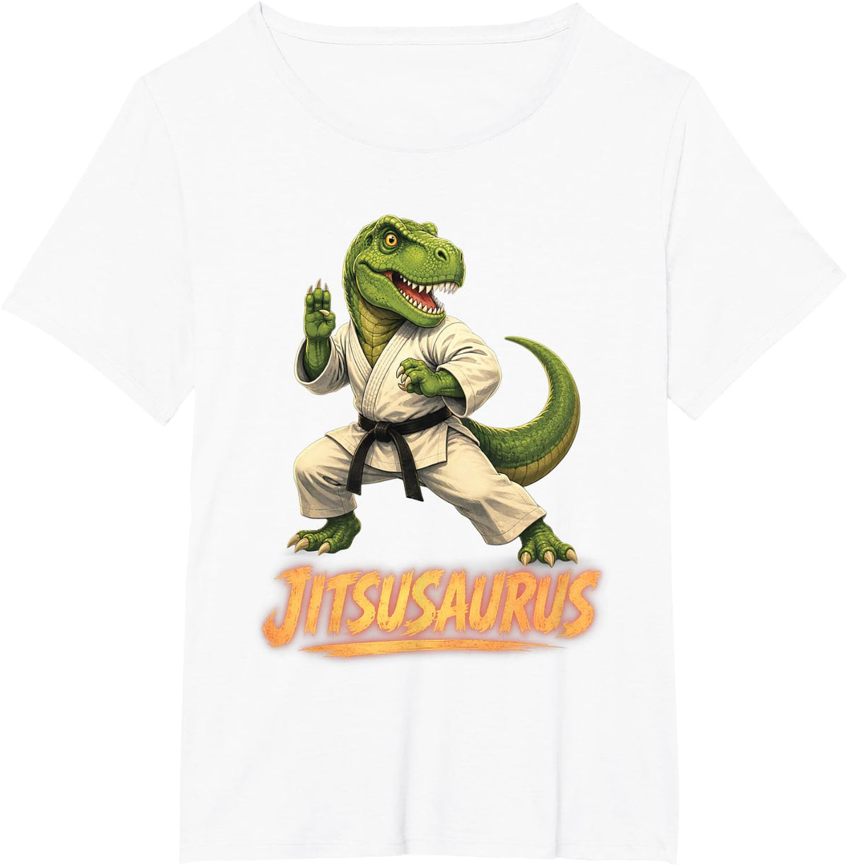 Jitsusaurus Dinosaur Jiu Jitsu Martial Arts Funny T-Rex T-Shirt - White