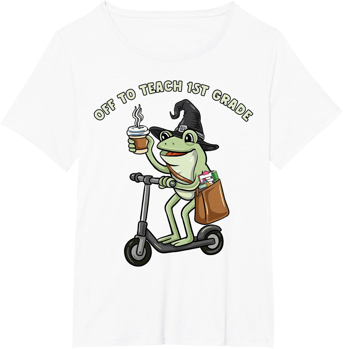Funny Frog Teacher Off to Teach 1st Grade Student Meme T-Shirt - White
