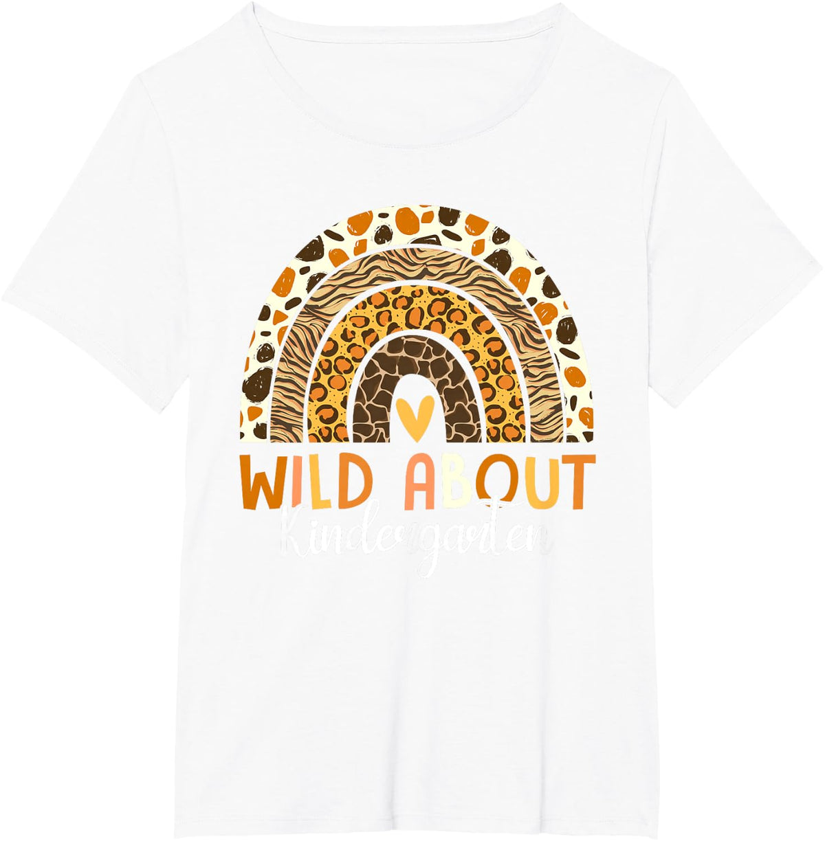 Wild About Kindergarten Back To School Leopard Rainbow T-Shirt - White