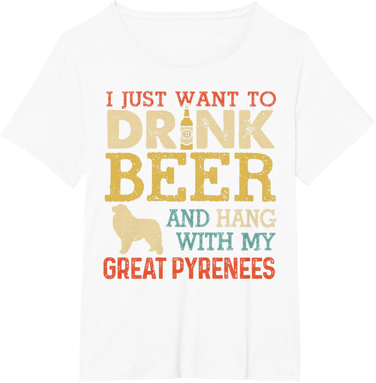 Great Pyrenees Dad Drink Beer Hang With Dog Funny Vintage T-Shirt - White