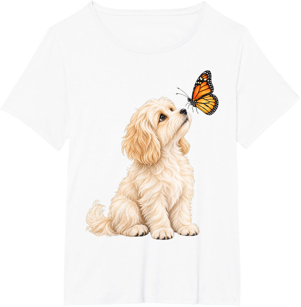 Havanese Butterfly Watercolor Dog Art T-Shirt - White