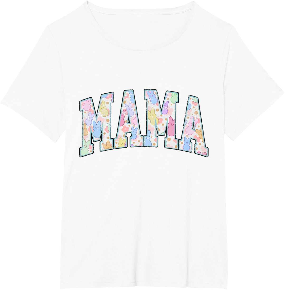 Mama Easter Retro Varsity Big Letters Colorful Cute T-Shirt - White