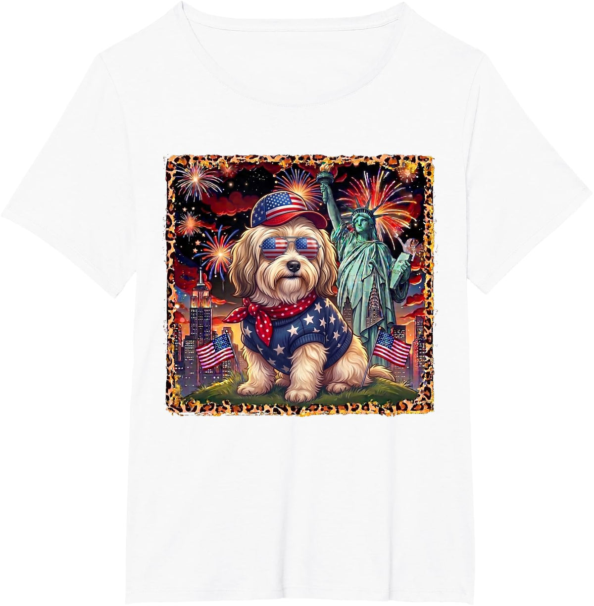4th of July Decor Patriotic Love Havanese Dog USA T-Shirt - White