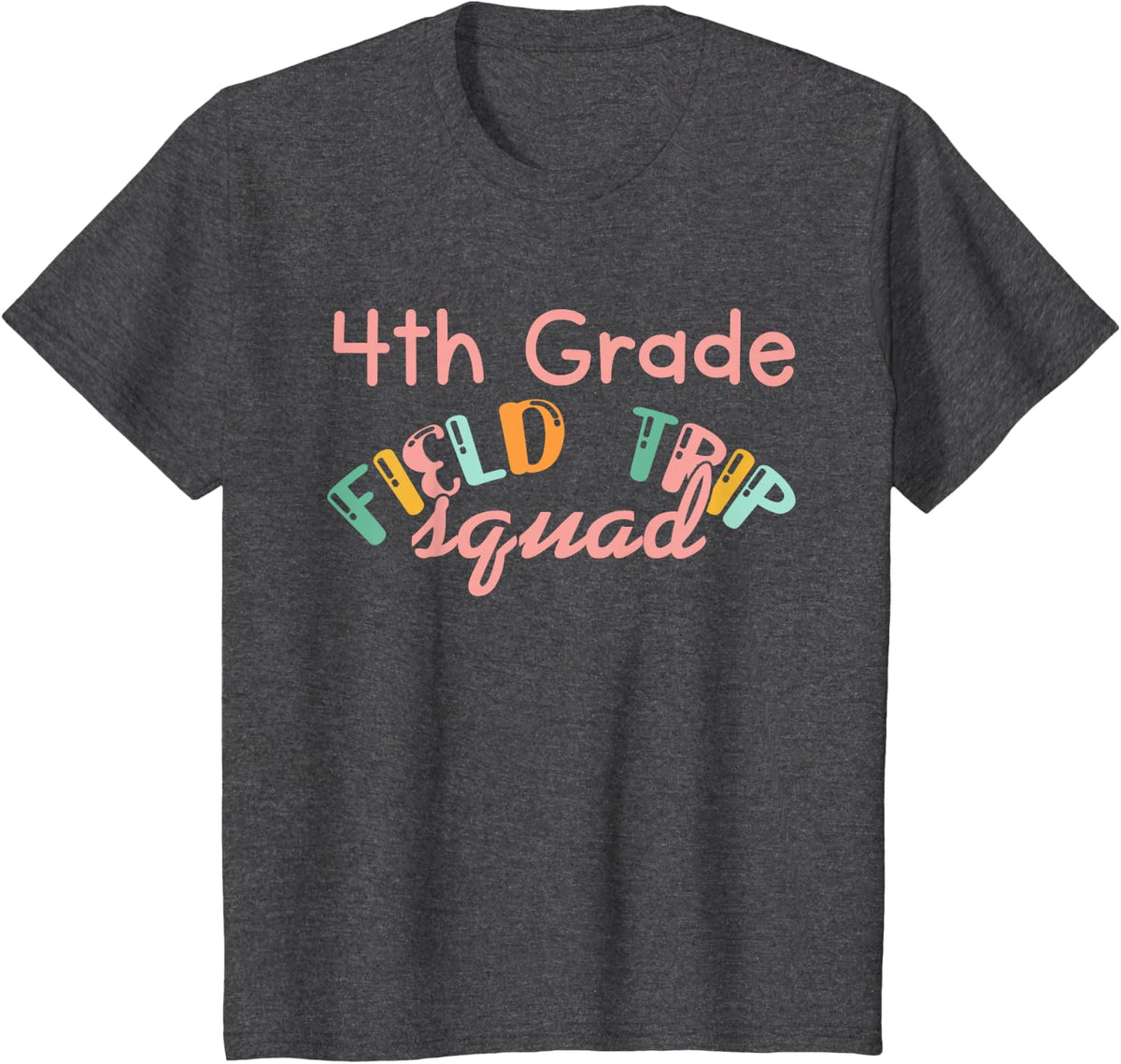 4th Grade Field Day Squad Cute School Trip Teacher Student T-Shirt - Dark Heather Grey