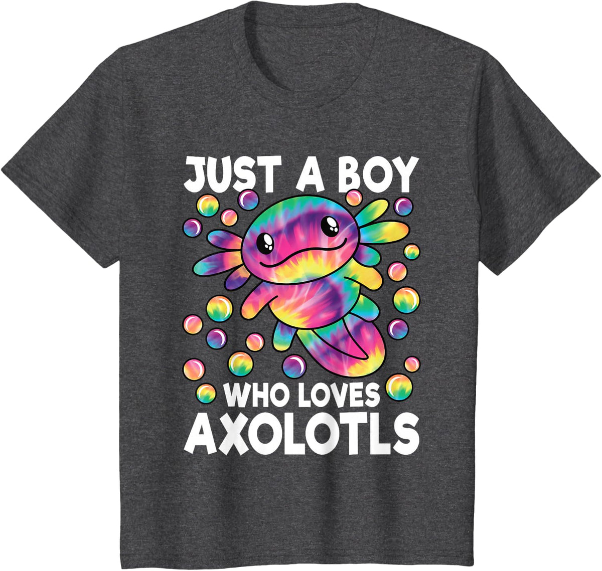 Just A Boy Who Loves Axolotls Kawaii Axolotl Lover Boys Kids T-Shirt - Dark Heather Grey