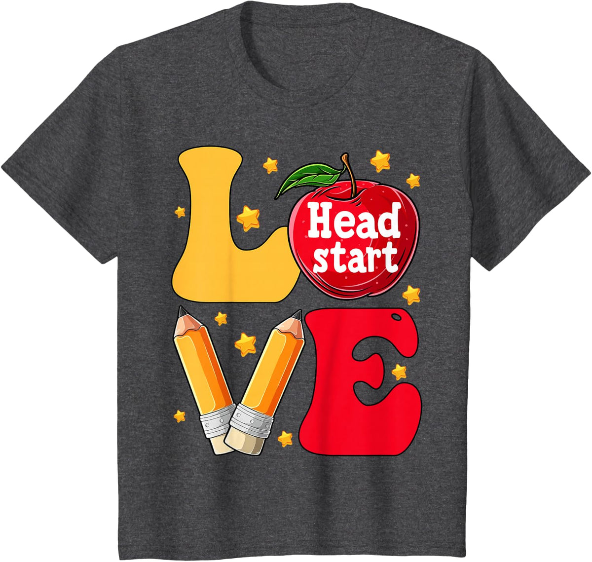 Funny Love Headstart Head Start Teachers First Day of School T-Shirt - Dark Heather Grey