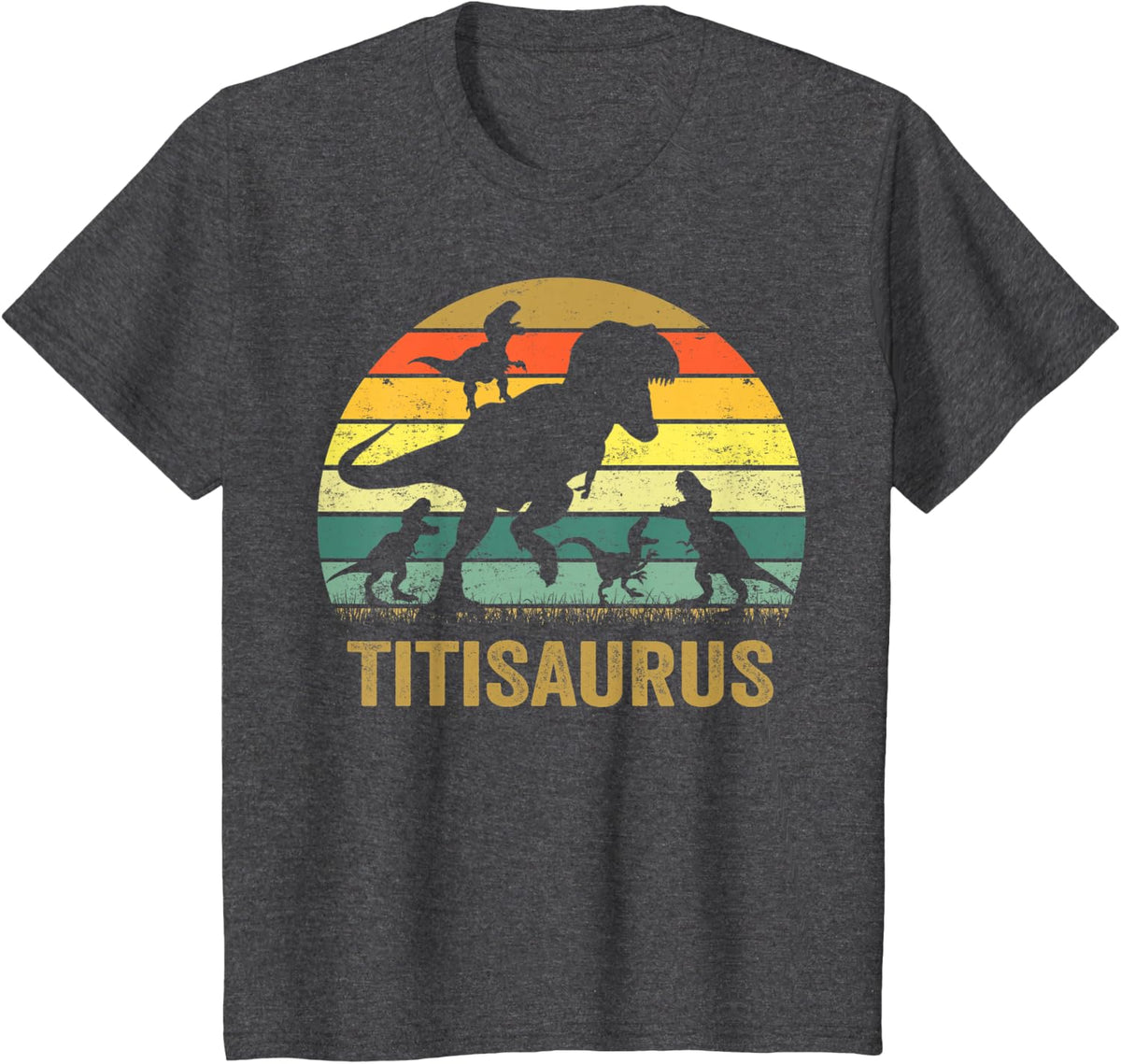Titi Dinosaur T Rex Titisaurus 4 kids Family Matching T-Shirt - Dark Heather Grey