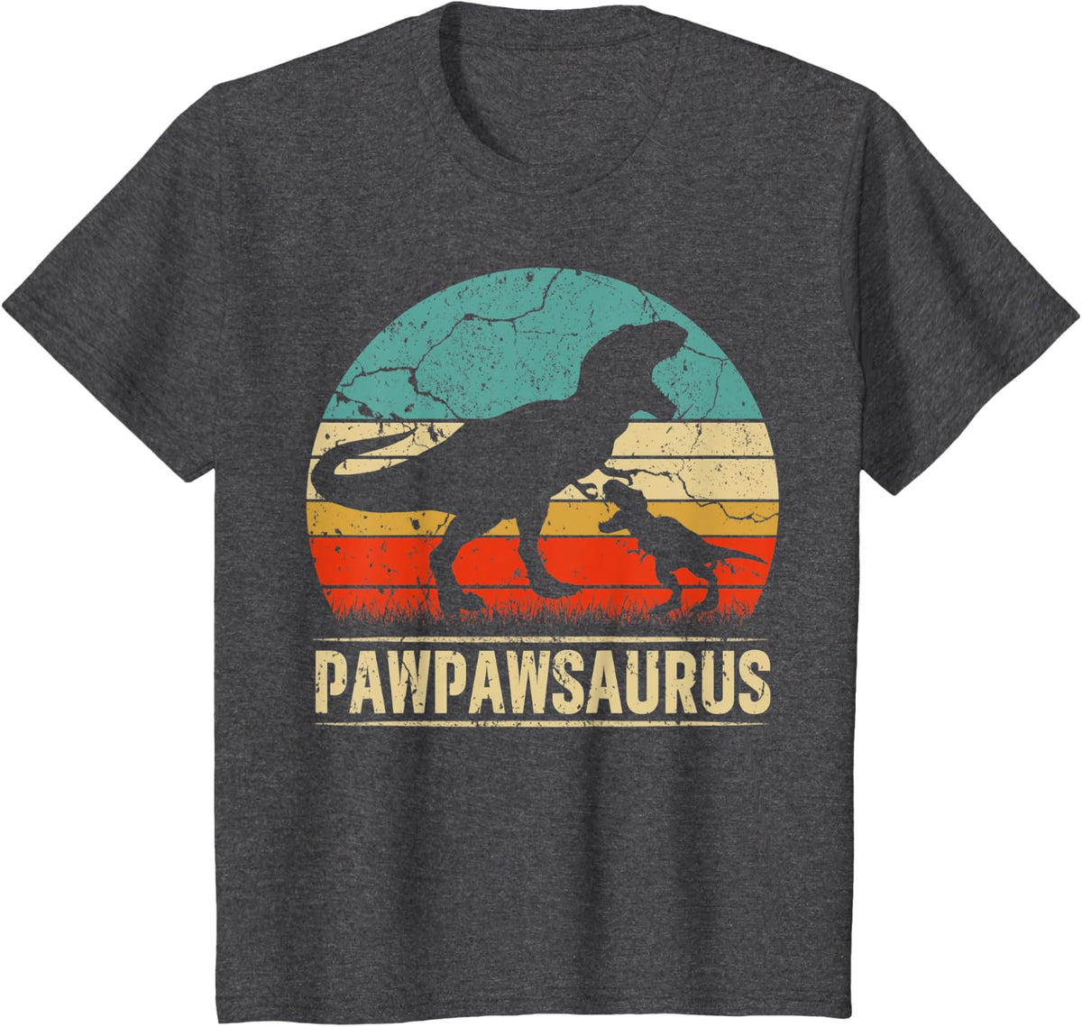 Pawpawsaurus T Rex Dinosaur Pawpaw Saurus Family Matching T-Shirt - Dark Heather Grey