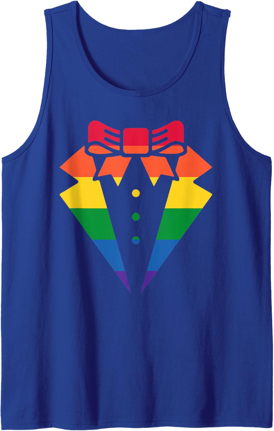 Rainbow Colors Pride Tux Wedding Prom Pride Month Tuxedo Tank Top - Royal Blue