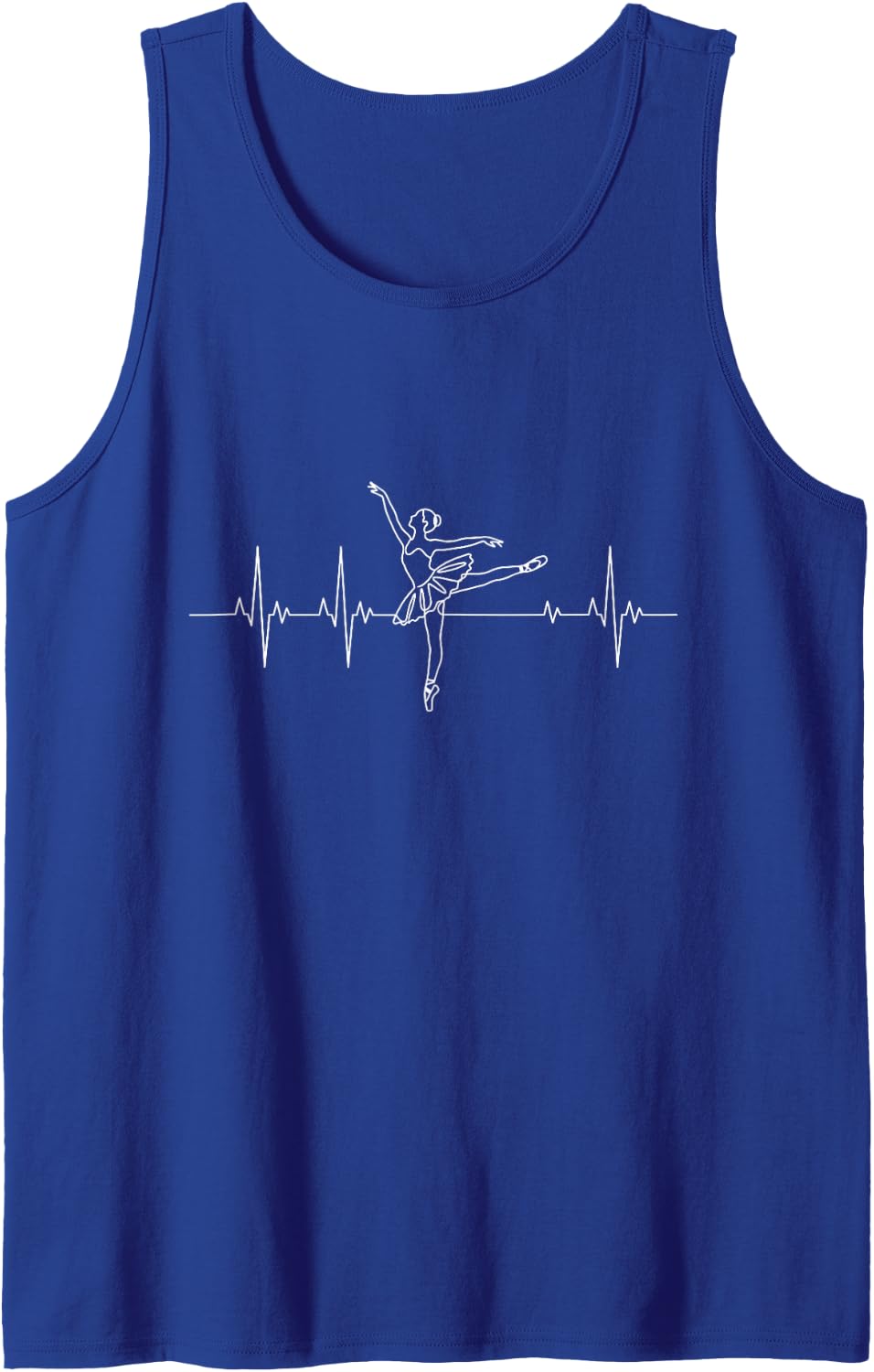 Ballerina Heartbeat Ballet Dancer EKG Pulse Line Art Sleeveless Tank Top - Royal Blue