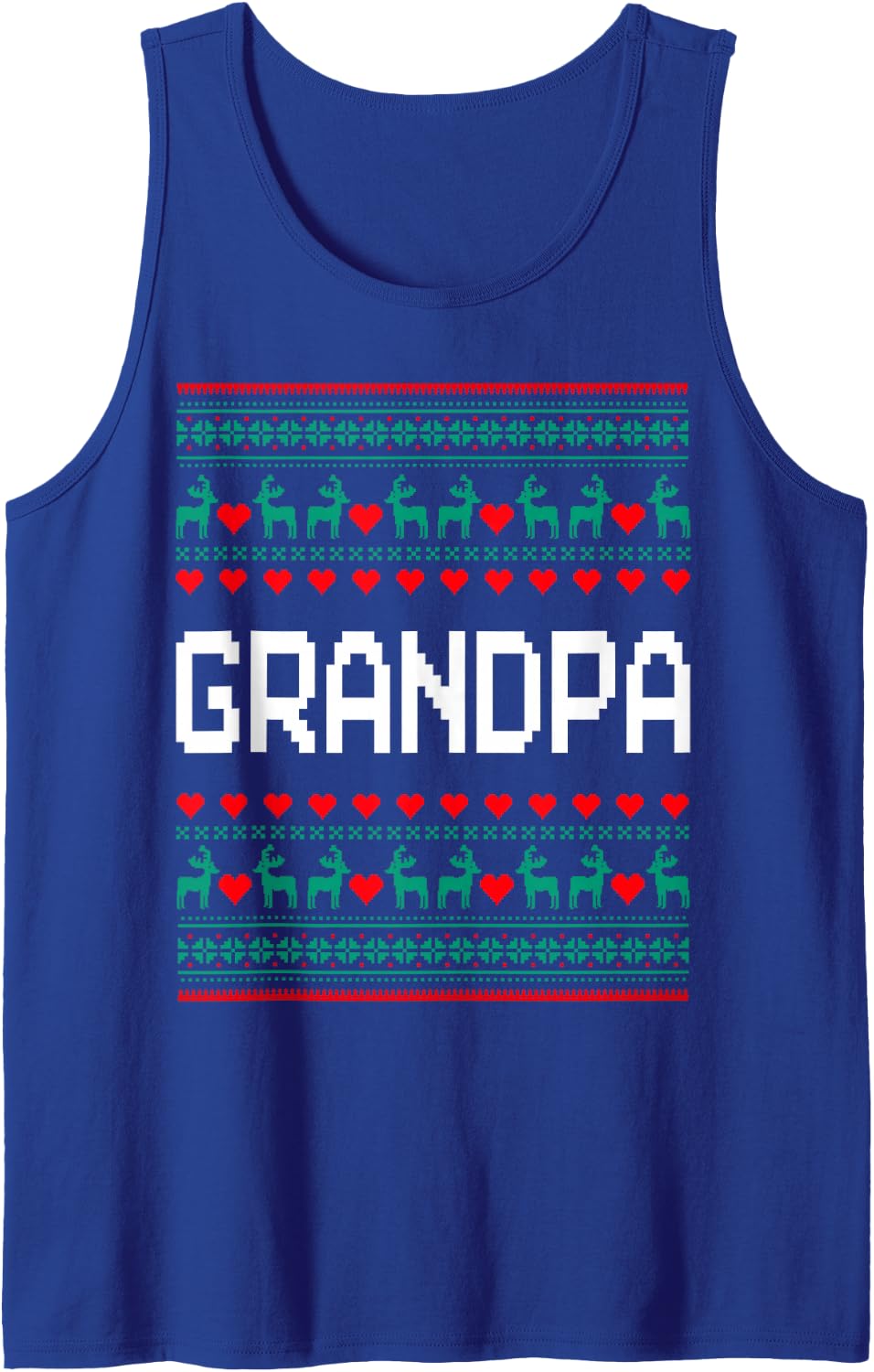 Grandpa Grandma Family Group Ugly Christmas Sweater Matching Sleeveless Tank Top - Royal Blue