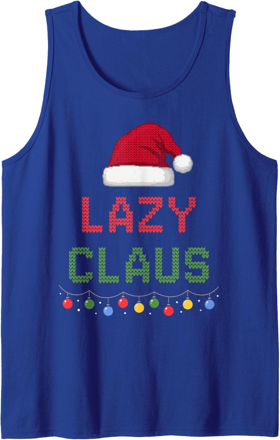 Funny Lazy Claus Ugly Christmas Knit Matching Group Family Sleeveless Tank Top - Royal Blue