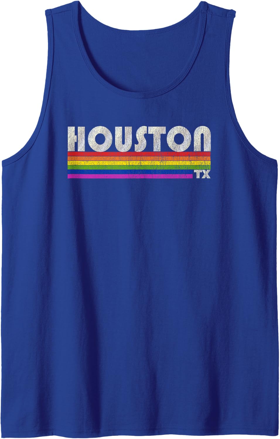 Vintage 80's Style Houston TX Gay Pride Month Tank Top - Royal Blue