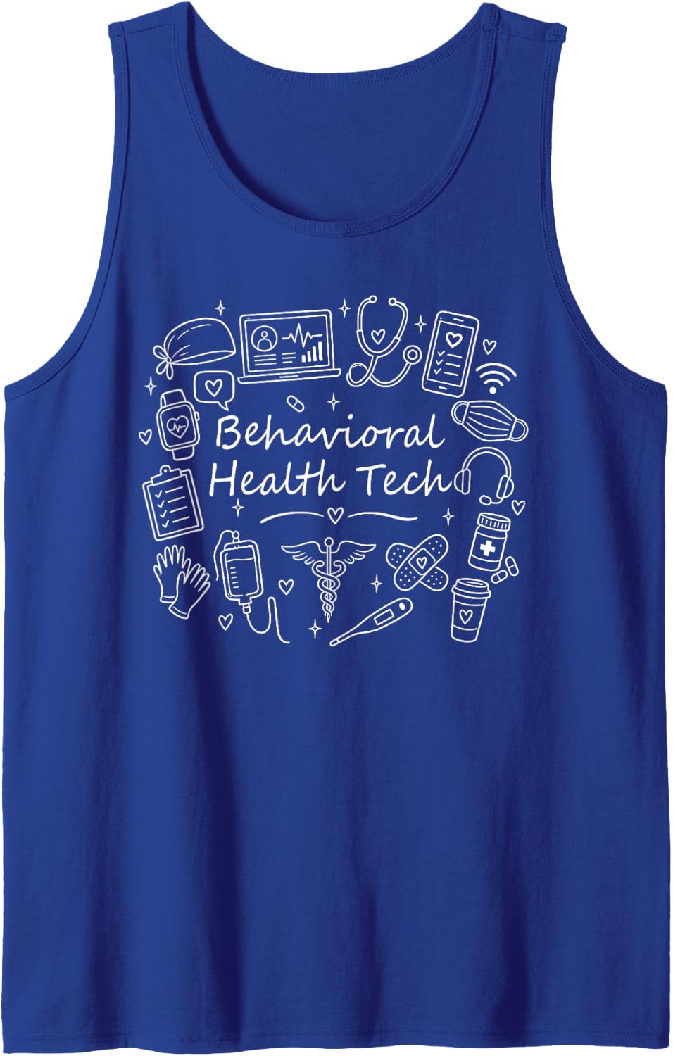 Behavioral Health Tech Nurse Mental Health Worker BHT Sleeveless Tank Top - Royal Blue
