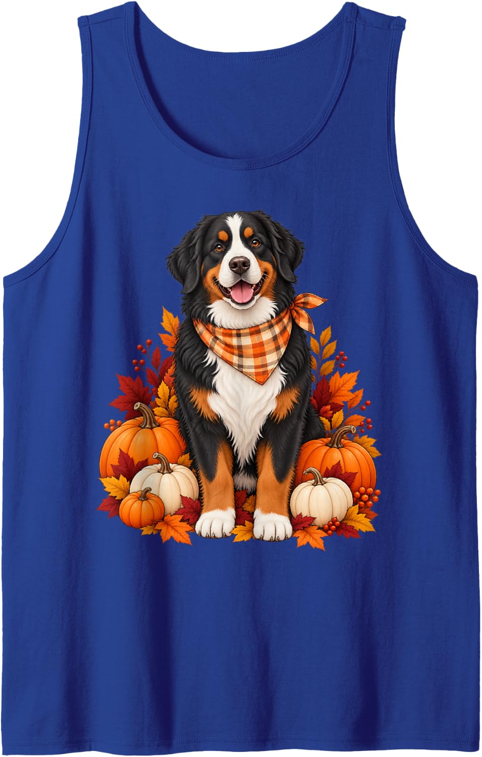 Cute Bernese Mountain Dog Fall Pumpkin Autumn Dog Mom Sleeveless Tank Top - Royal Blue