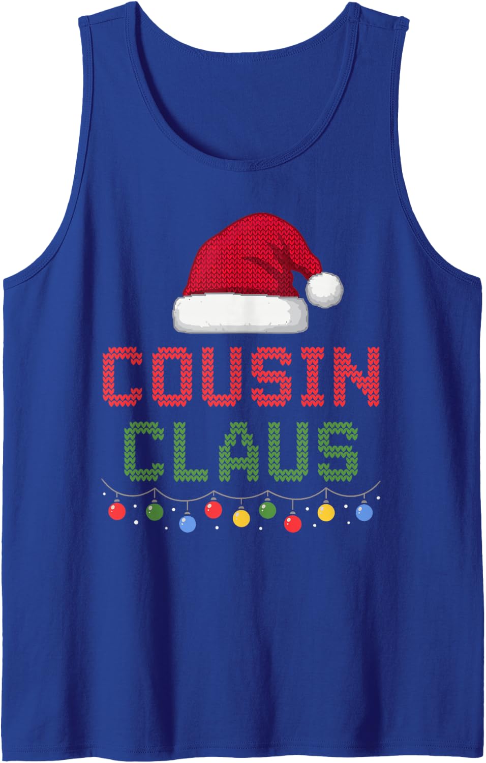 Cute Cousin Claus Ugly Christmas Knit Matching Family Men Sleeveless Tank Top - Royal Blue