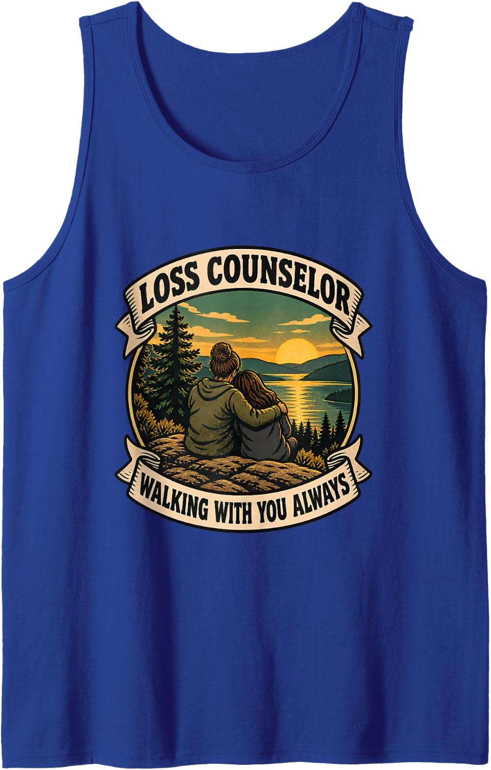 Loss Counselor Walking with You Always Bereavement Care Sleeveless Tank Top - Royal Blue