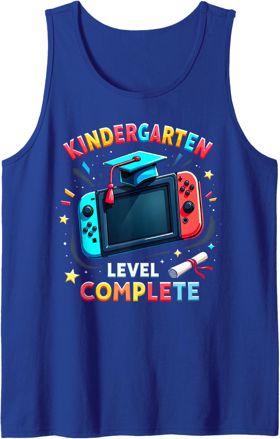 Kindergarten Level Complete Graduation Class 2026 Gamer Boys Sleeveless Tank Top - Royal Blue