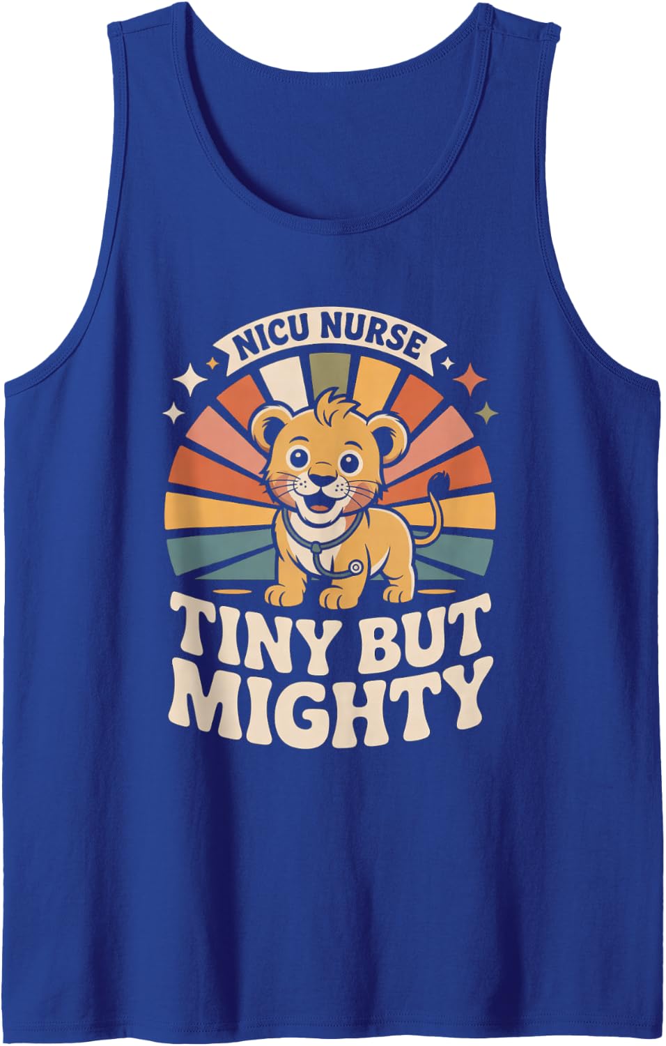 NICU Nurse Tiny But Mighty Neonatal Intensive Care Humor Sleeveless Tank Top - Royal Blue