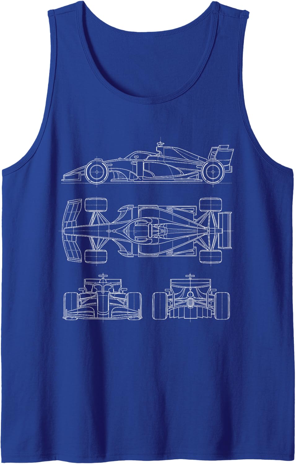 Race Car Blueprint - Motorsport Lover Racing Car Lover Sleeveless Tank Top - Royal Blue