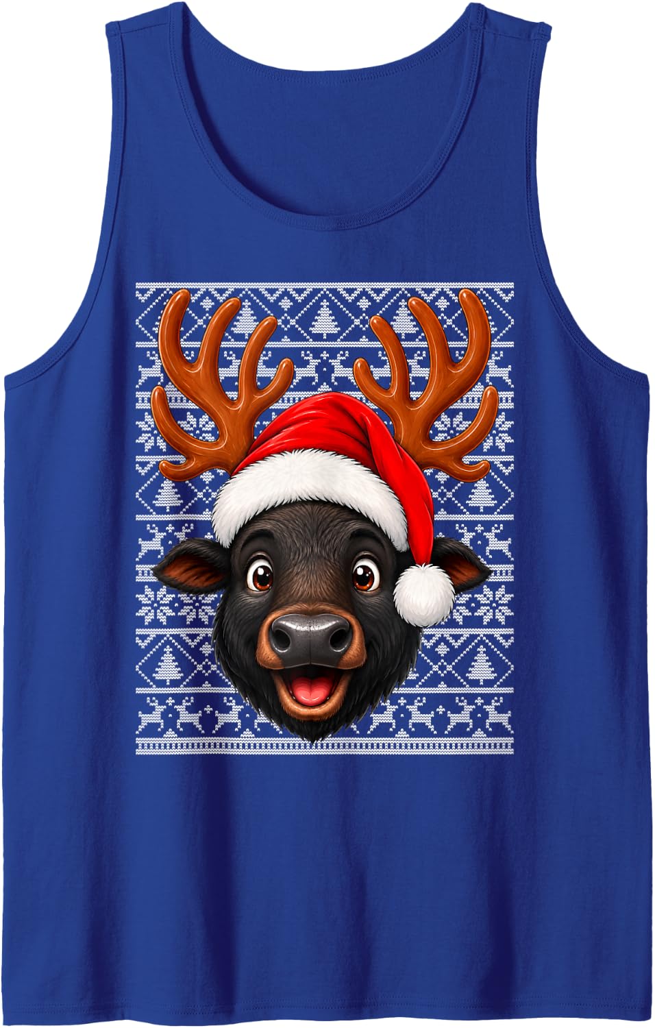 Buffalo Christmas Santa Hat Ugly Sweaters Buffalo Xmas Sleeveless Tank Top - Royal Blue