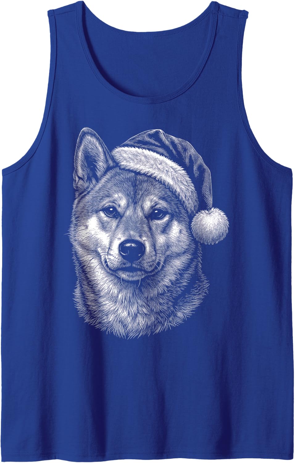 Shiba Inu Christmas Santa Hat Sleeveless Tank Top - Royal Blue