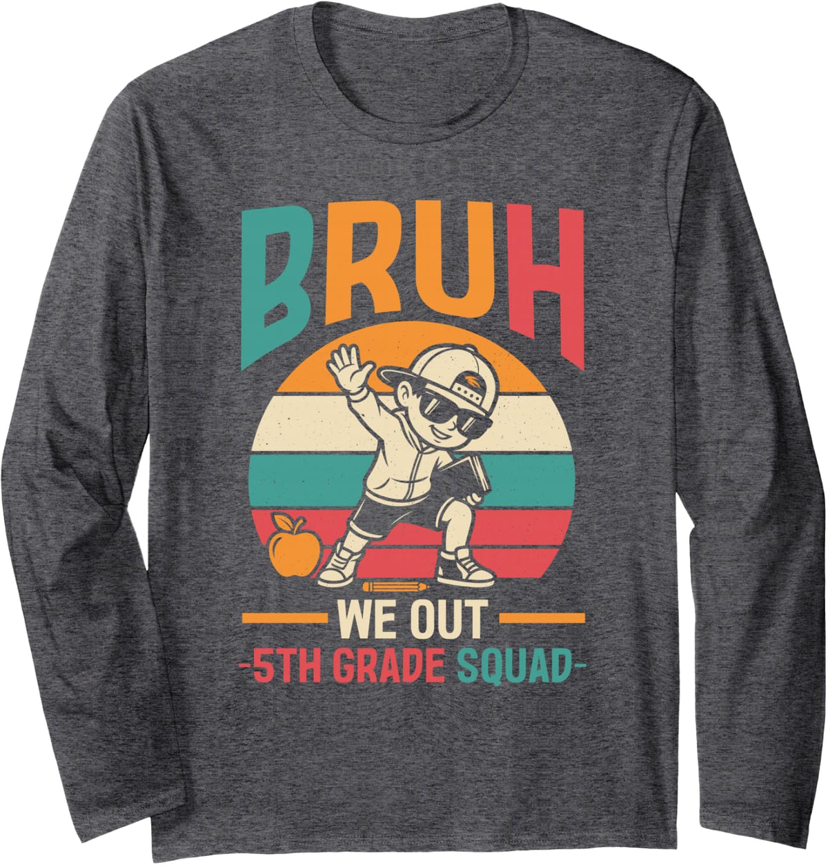 5th Grade Squad Graduation End of School Long Sleeve T-Shirt - Adult Unisex Dark Heather Grey