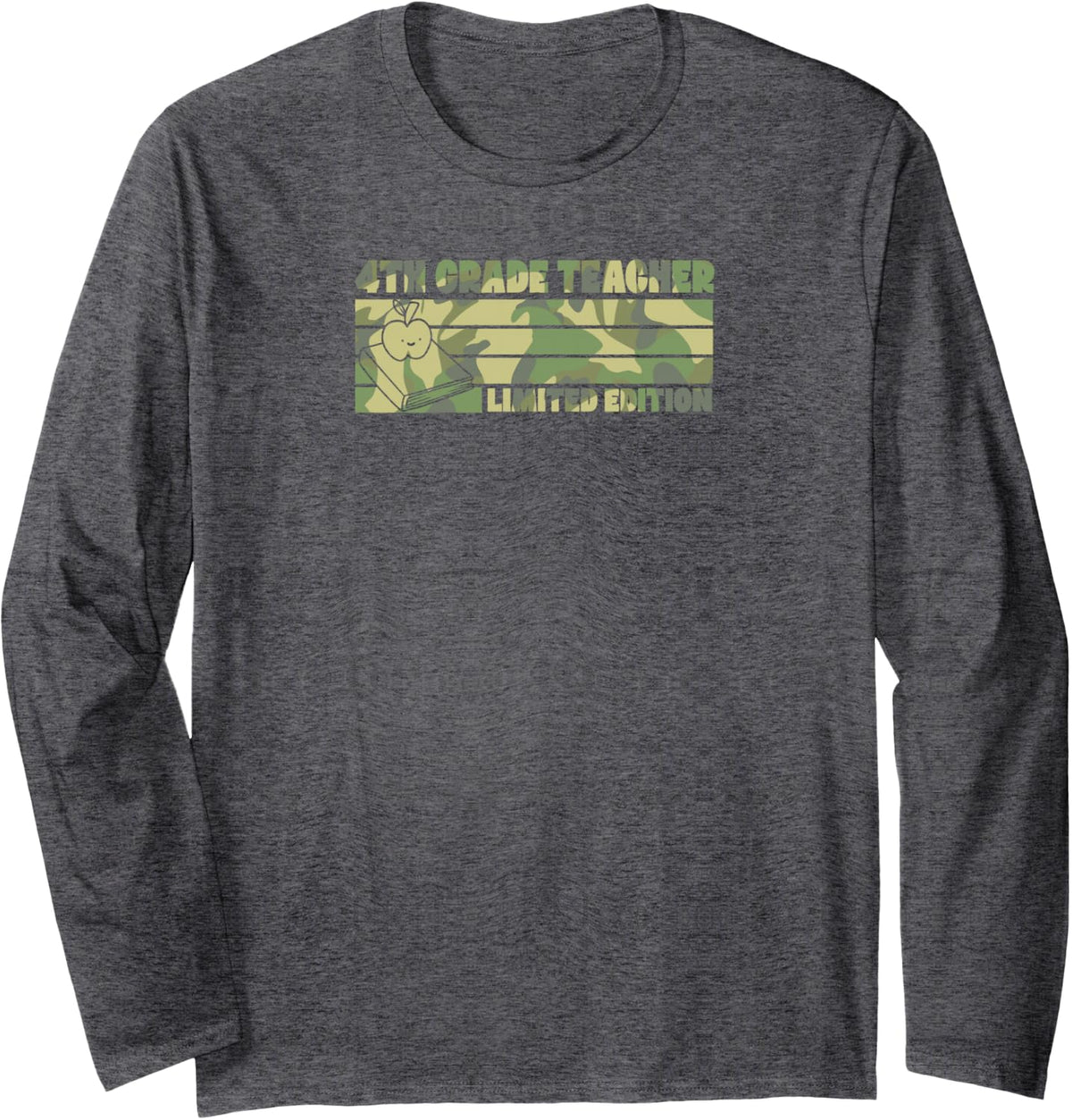4th Grade Teacher Limited Edition Retro 70s Style Teacher Long Sleeve T-Shirt - Adult Unisex Dark Heather Grey