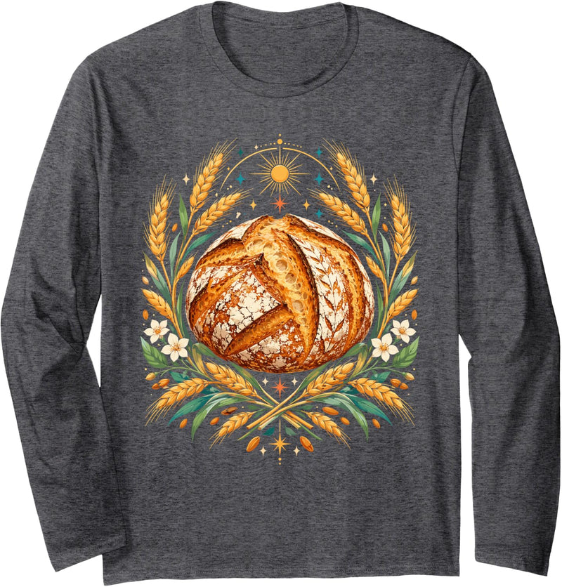 Sourdough Wheat Baking Home Bakers Long Sleeve T-Shirt - Adult Unisex Dark Heather Grey