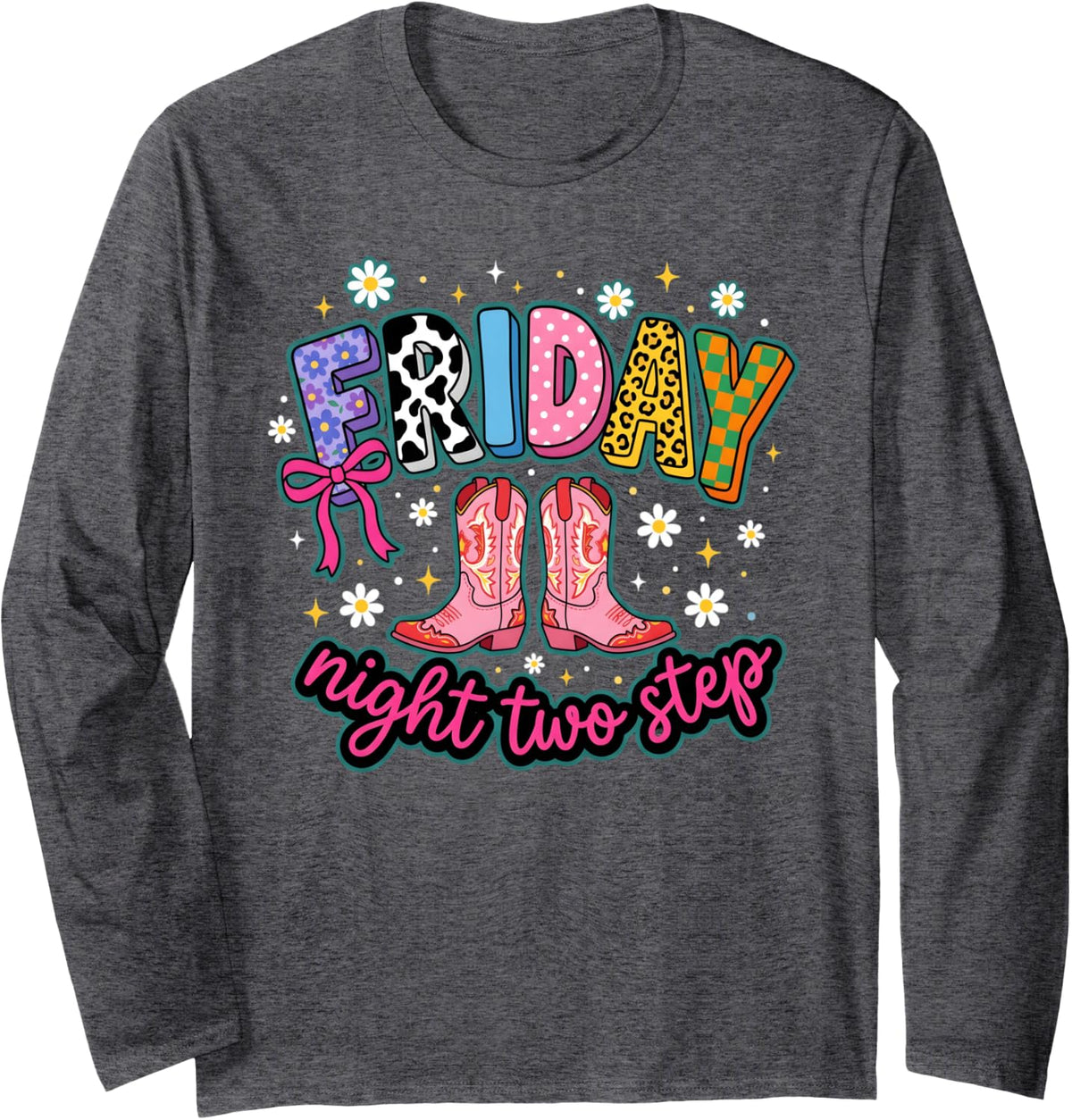 Line Dance Friday Night Line Dancing Line Dancer Long Sleeve T-Shirt - Adult Unisex Dark Heather Grey