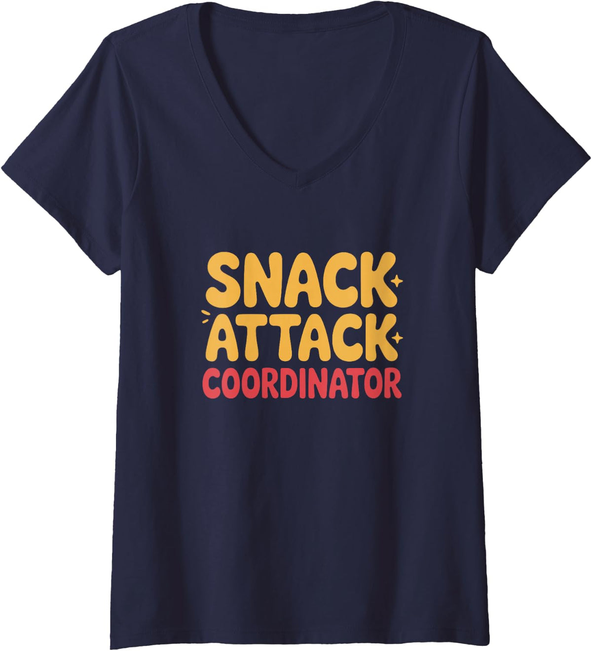 Women's Snack Attack Coordinator Kindergarten Teacher Humor V-Neck T-Shirt - Navy Blue