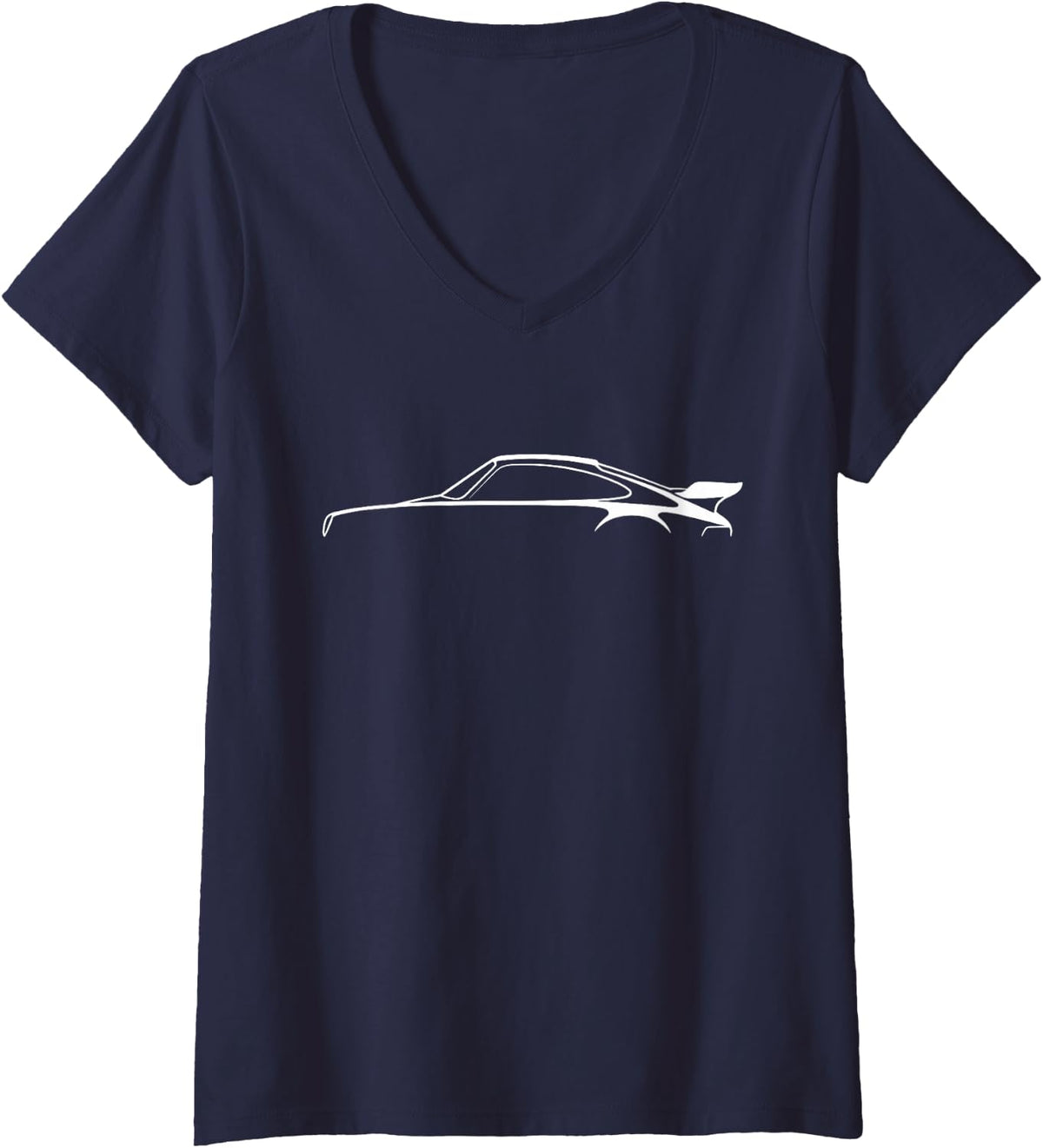 Women's Iconic Racing Car Silhouette Classic Sports Car Legend V-Neck T-Shirt - Navy Blue