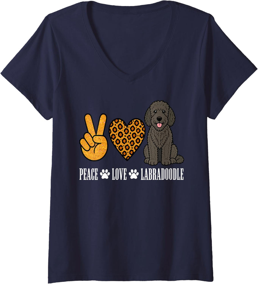 Women's Labradoodle Design for Men Women Kids Labradoodle Dog Lover V-Neck T-Shirt - Navy Blue