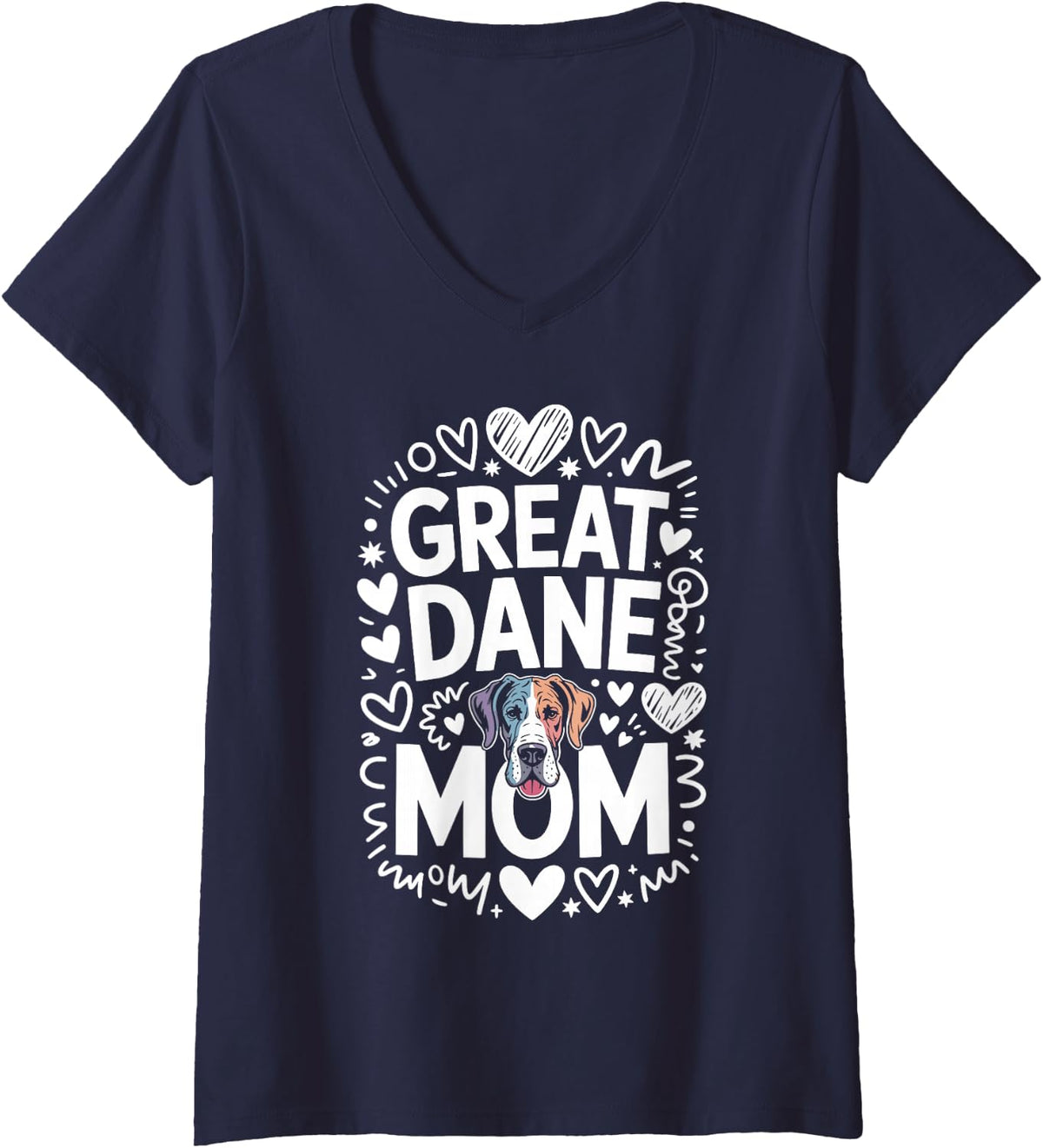 Women's Great Dane Mom V-Neck T-Shirt - Navy Blue