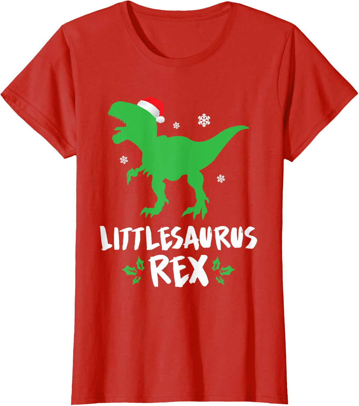 Little T Rex Matching Family Christmas Dinosaur Shirt T-Shirt - Red