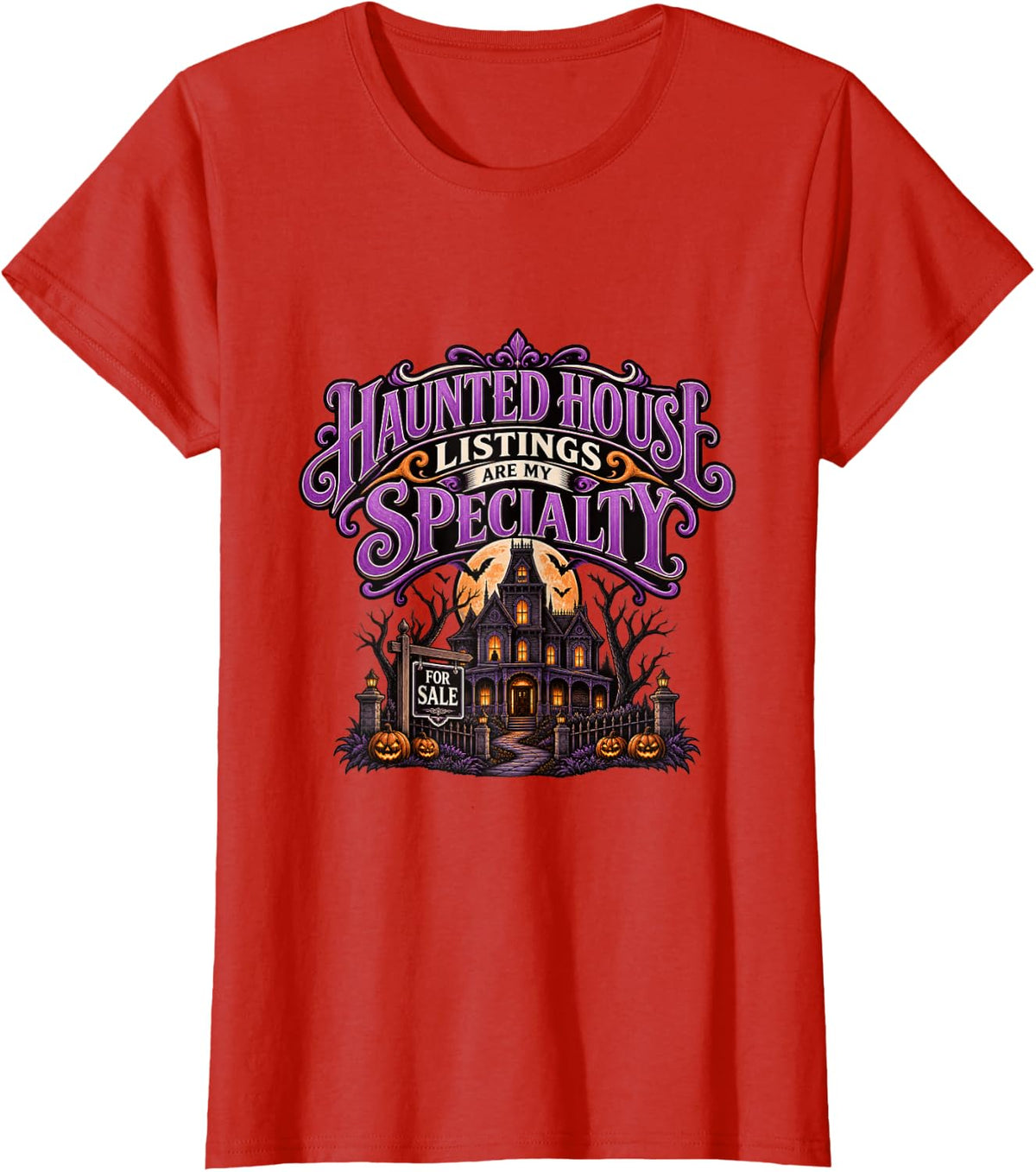 Funny Halloween Real Estate Agent Horror October Humor T-Shirt - Red