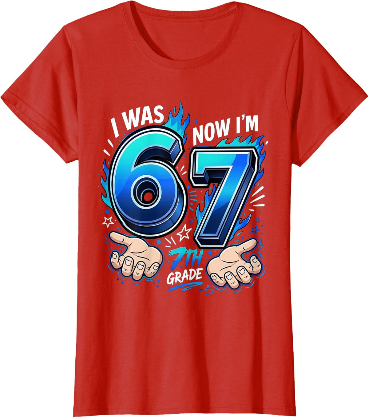 7th Grade Back to School First Day Class Funny Six Seven T-Shirt - Red