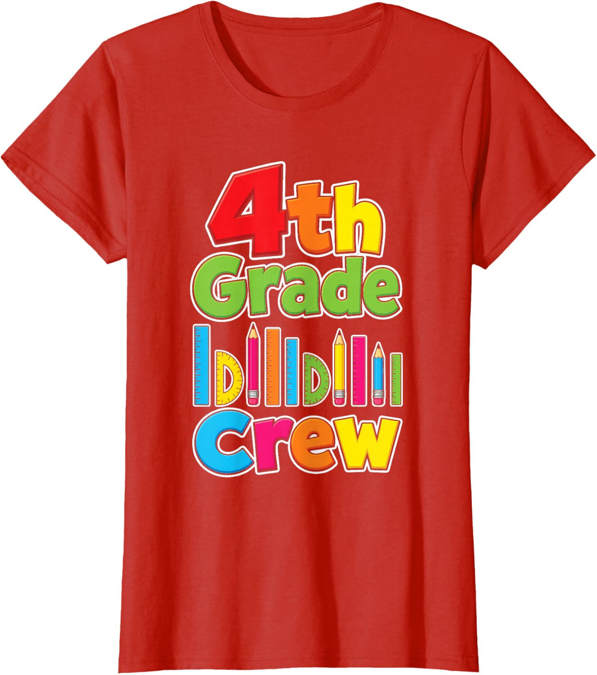 4th Grade Crew Elementary School First Day Kids Gift T-Shirt - Red