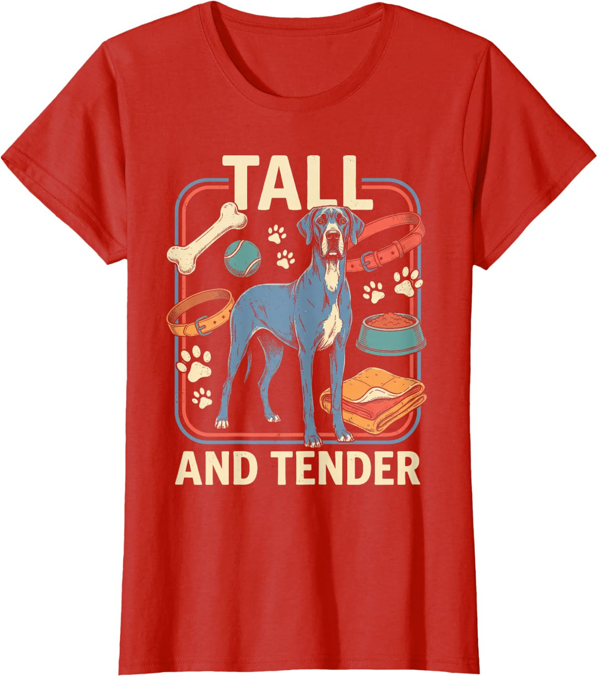 Great Dane Dog Lover Vintage Poster T-Shirt - Red