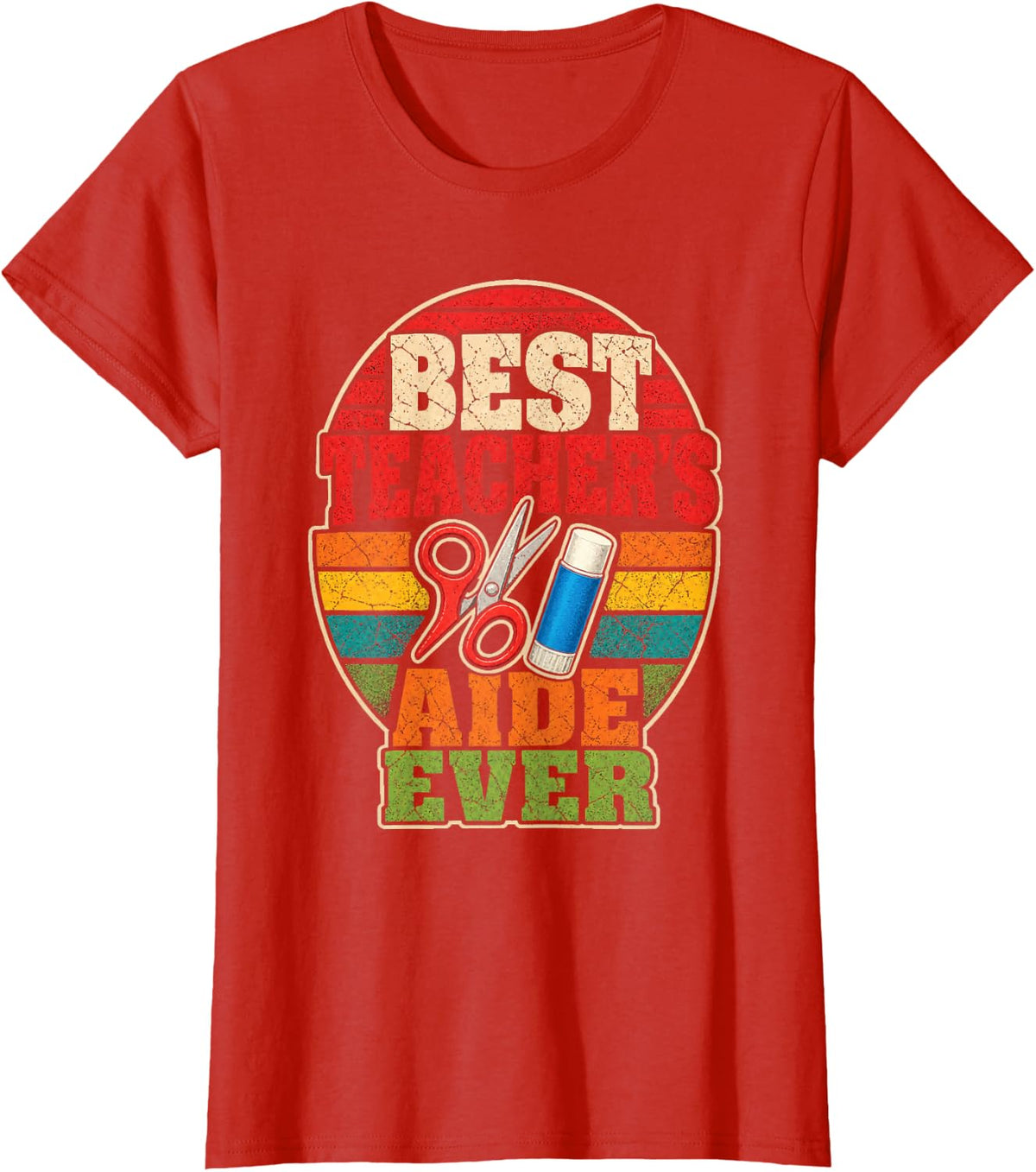 Teacher Aide Gift Paraprofessional School Retro Vintage T-Shirt - Red