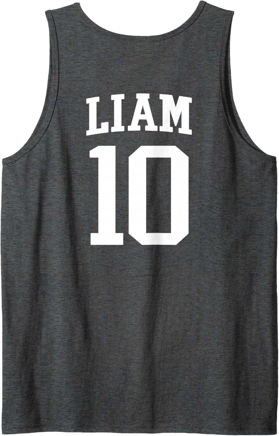 Men's Liam Number 10 Soccer Back Print Personalized Style Sleeveless Tank Top - Dark Heather Grey