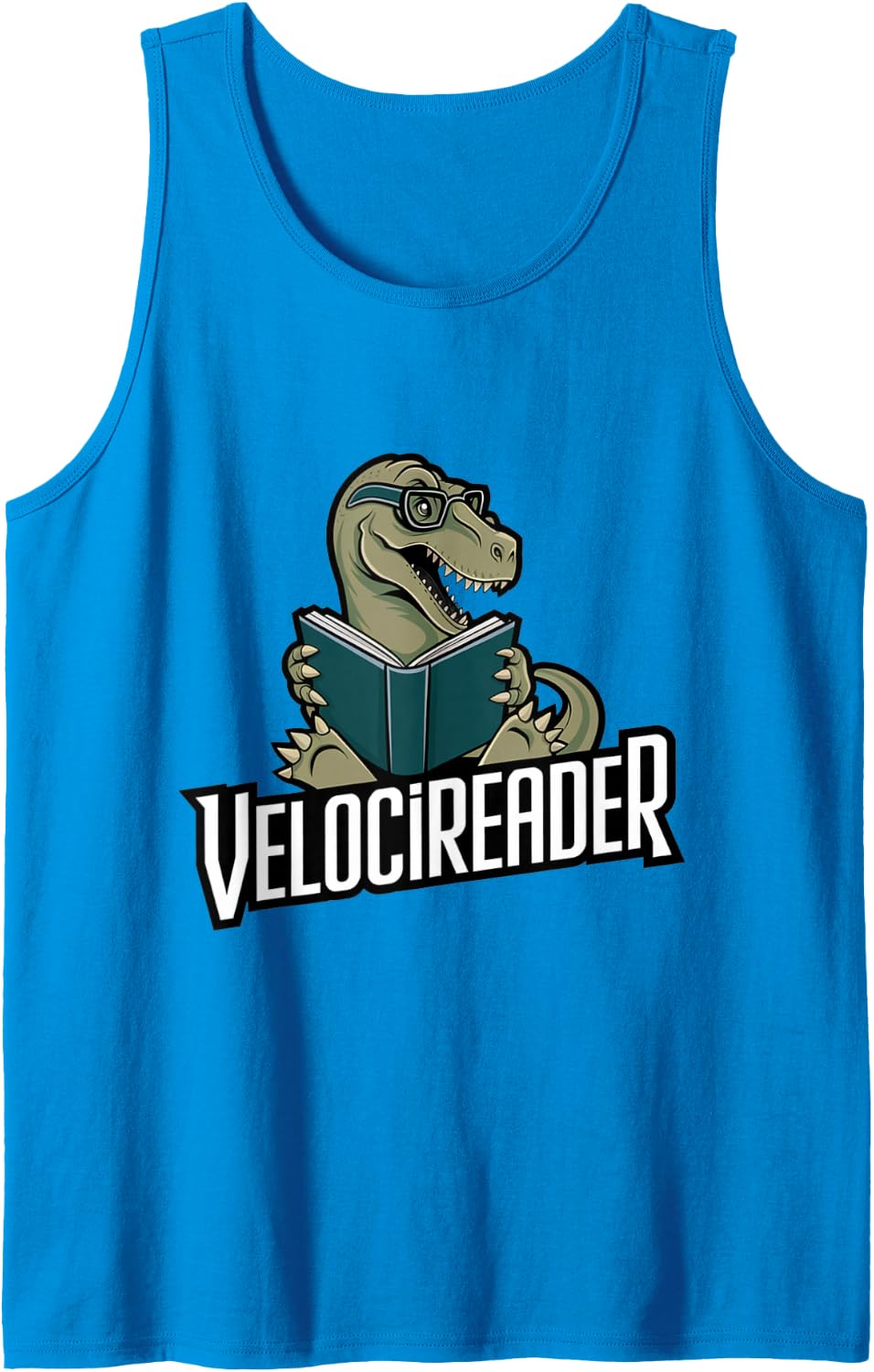 Velocireader Dinosaur Reading Book Bibliophile Bookworm Joke Sleeveless Tank Top - Sapphire Blue