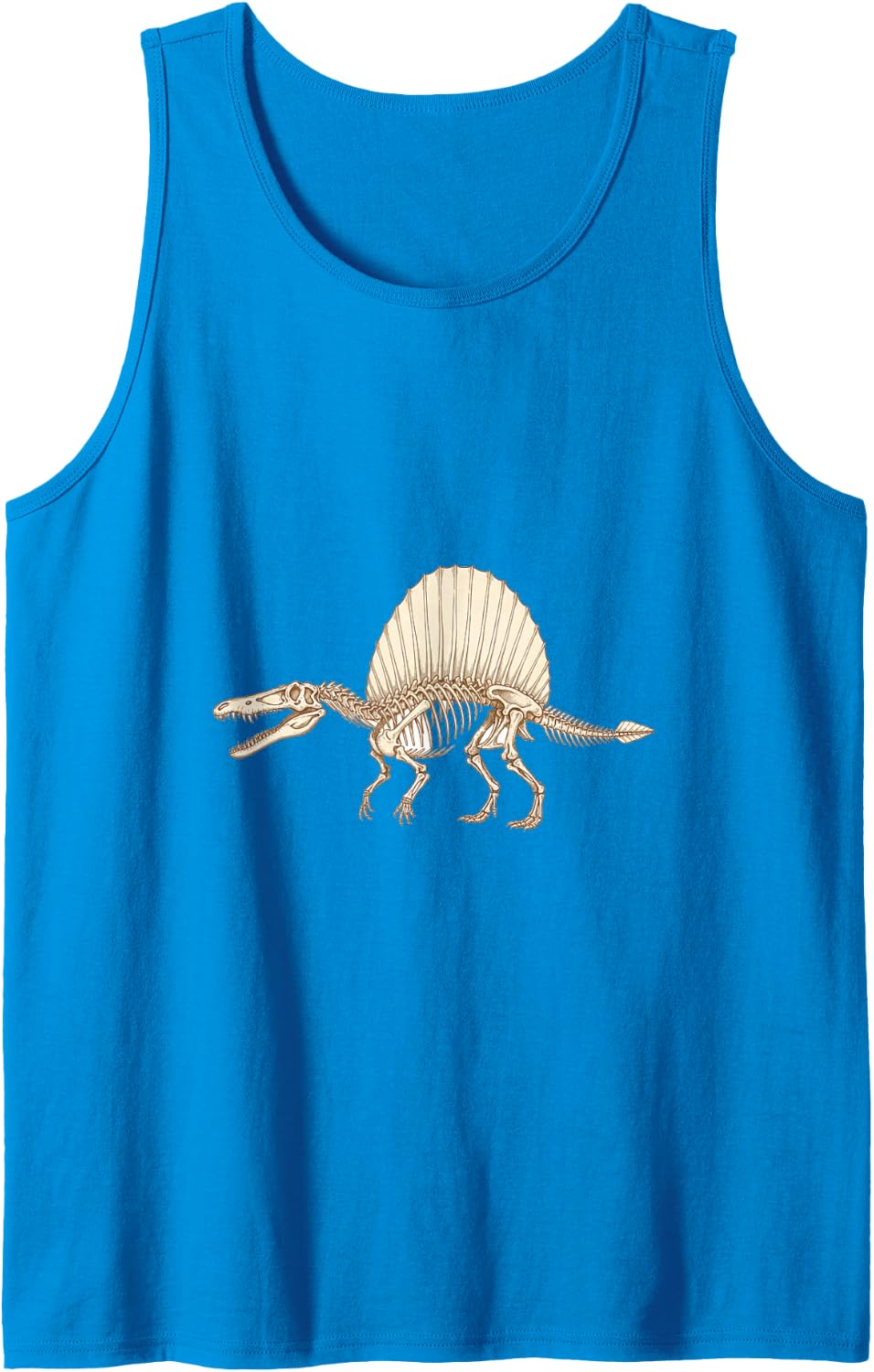 Spinosaurus Dinosaur Skeleton Fossil Sail Art Graphic Sleeveless Tank Top - Sapphire Blue