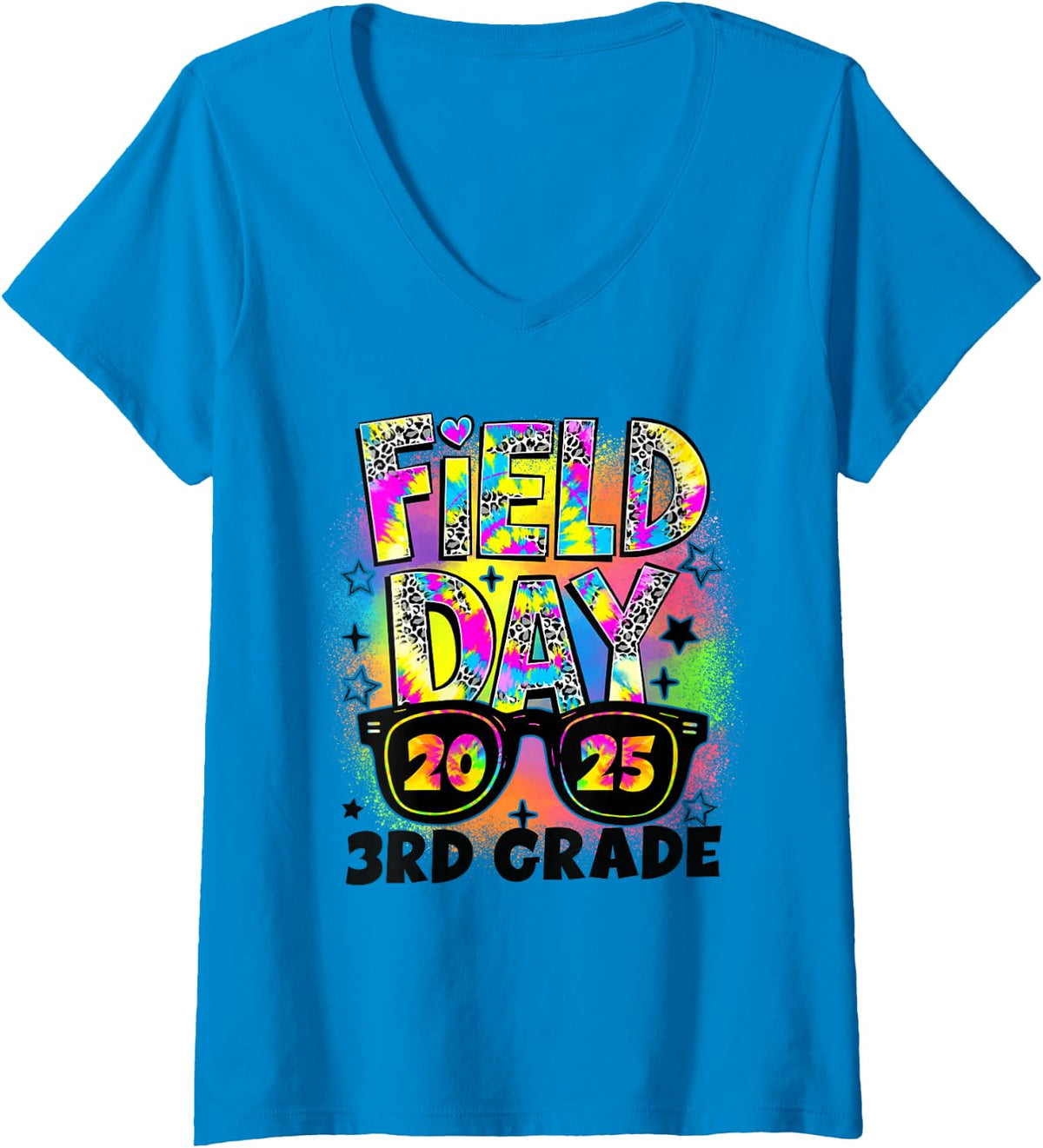 Women's Field Day 3rd Grade Field Day Fun Day Teacher Student Kids V-Neck T-Shirt - Sapphire Blue